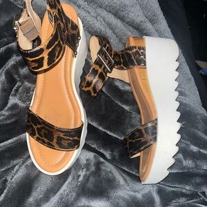 Leopard Print Platform Sandals